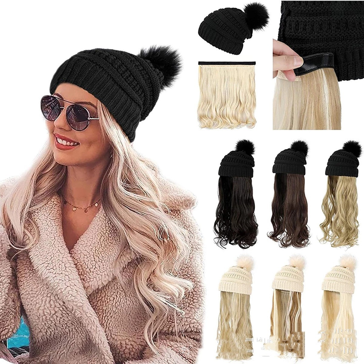 One-piece Beanie with Wig